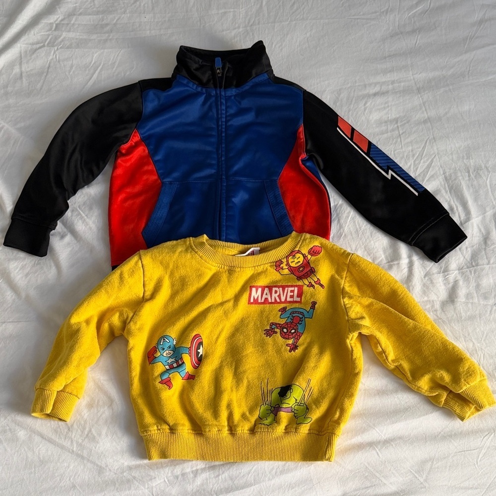 Marvel Kids Yellow and Blue Superhero Sweatshirts